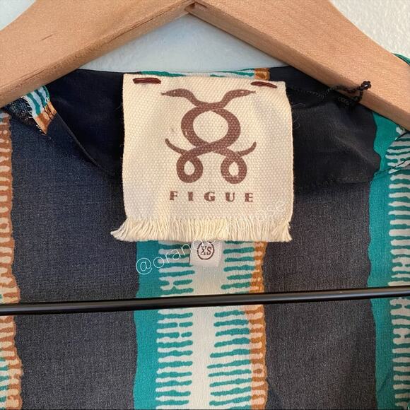 FIGUE Blue Silk Floral Appliqué Midi Dress XS - Picture 3 of 16